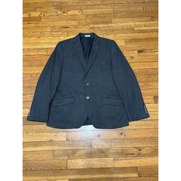 JF J. Ferrar Men's Blazer Jacket Size 42R Gray Check Wool Slim Fit Sport Coat - Picture 1 of 6